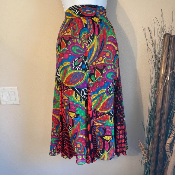 Diane Freis Two Piece Psychedelic Drop Waist Skirt Set Vintage Boho Festival VTG - Picture 3 of 16